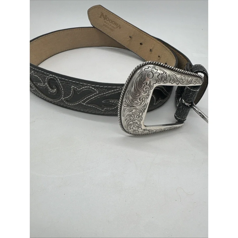 Nocona Men's Western  Classic Leather Gray Belt With Silver Buckle 36 Western